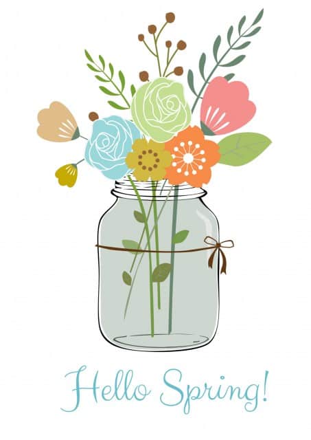 mason jar with flowers graphic