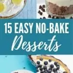 collage of four no-bake desserts with title graphic