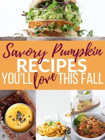 photo collage of savory pumpkin dishes with title text