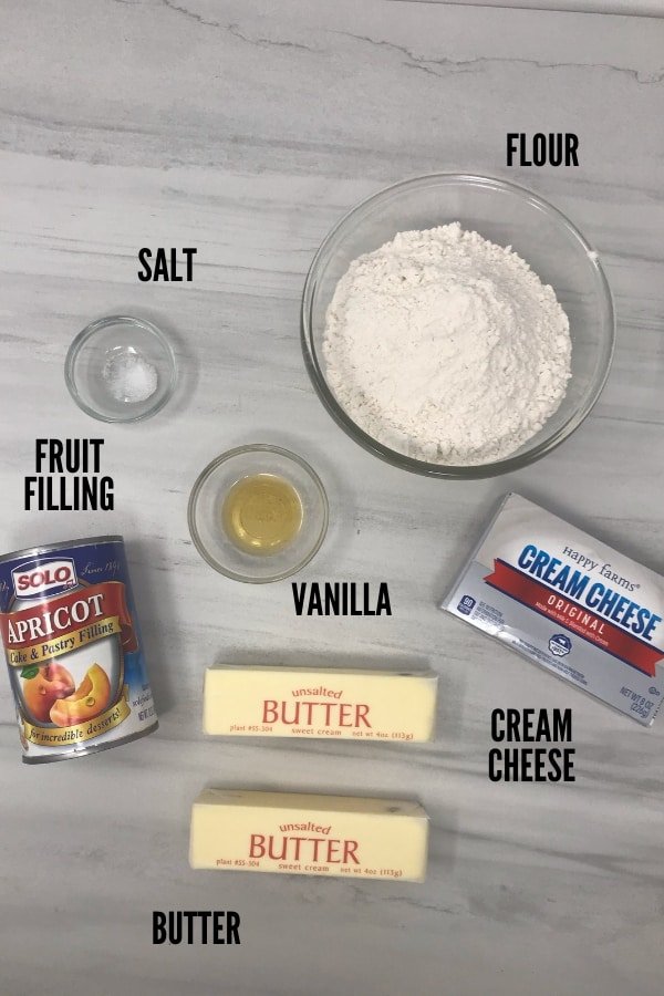 kolaczki ingredients overhead shot with title text
