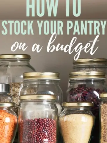 glass jars filled with dried lentils, rice and beans sitting on shelf