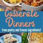 collage of four casserole dinners