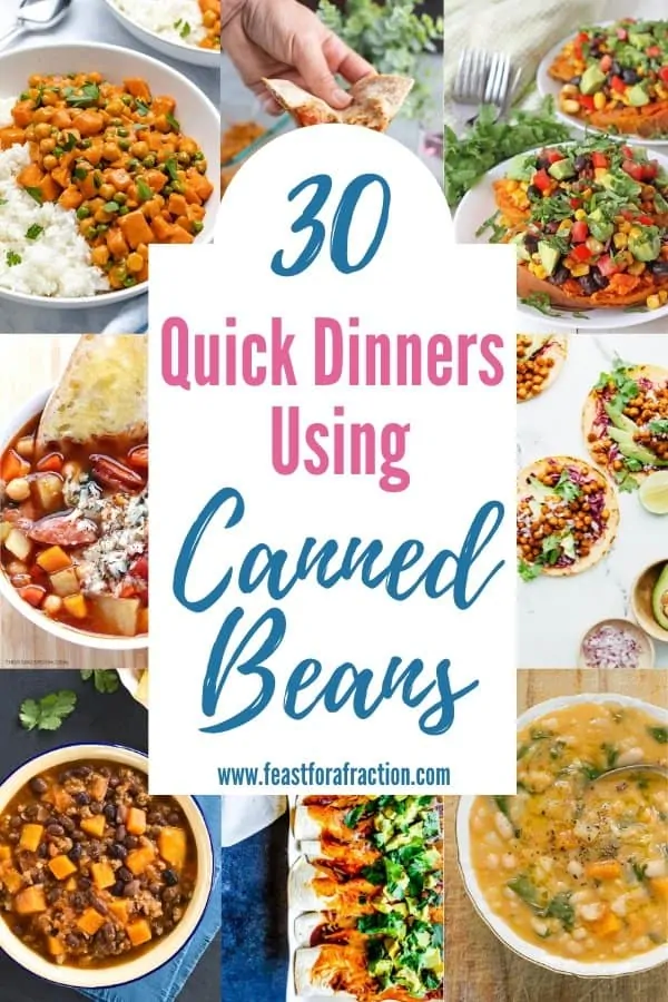 collage of recipes using canned beans