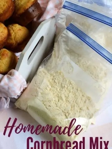 portioned bags of cornbread mix with title text "Homemade Cornbread Mix"