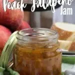 jar of peach jalapeño jam with instant pot in background