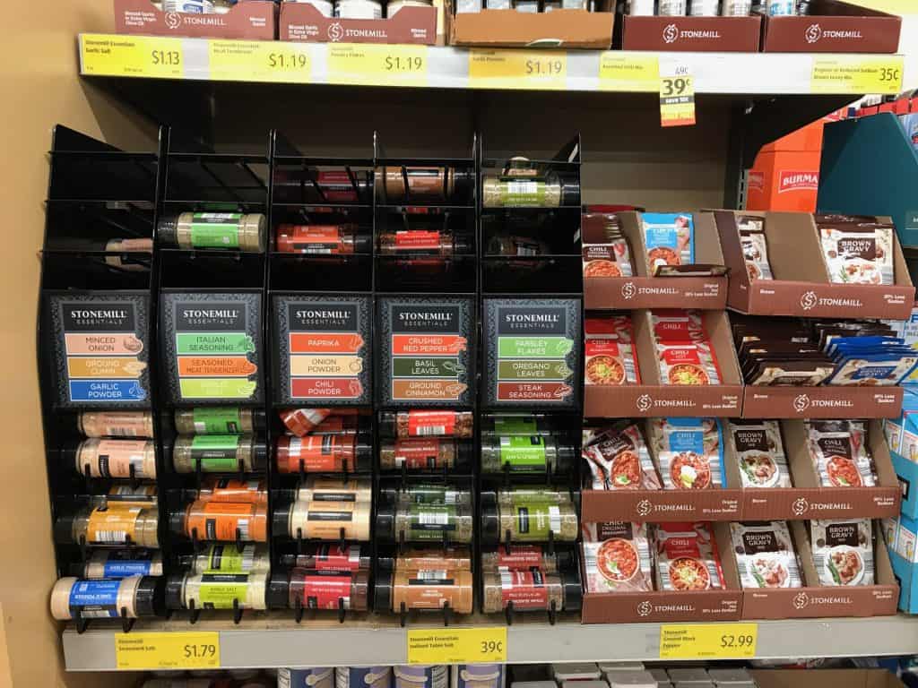 spice aisle at Aldi