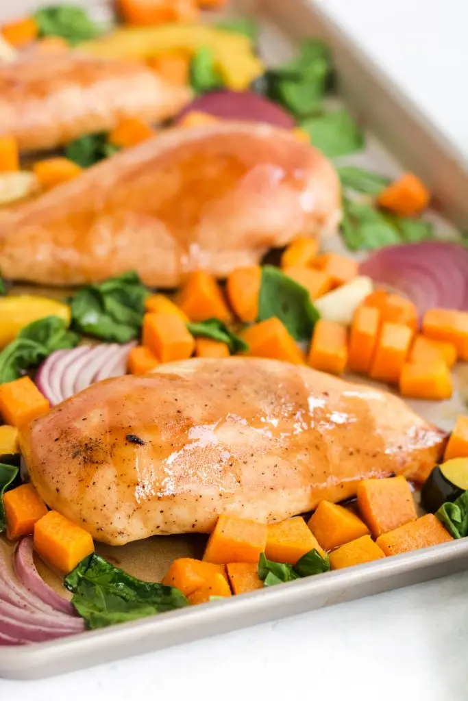 maple mustard chicken with roasted vegetables