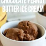 bowl of chocolate peanut butter nice cream with title text