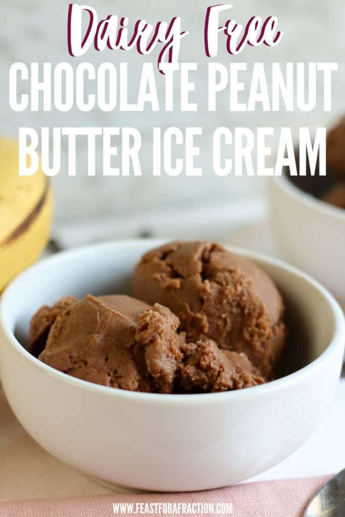 bowl of chocolate peanut butter nice cream with title text