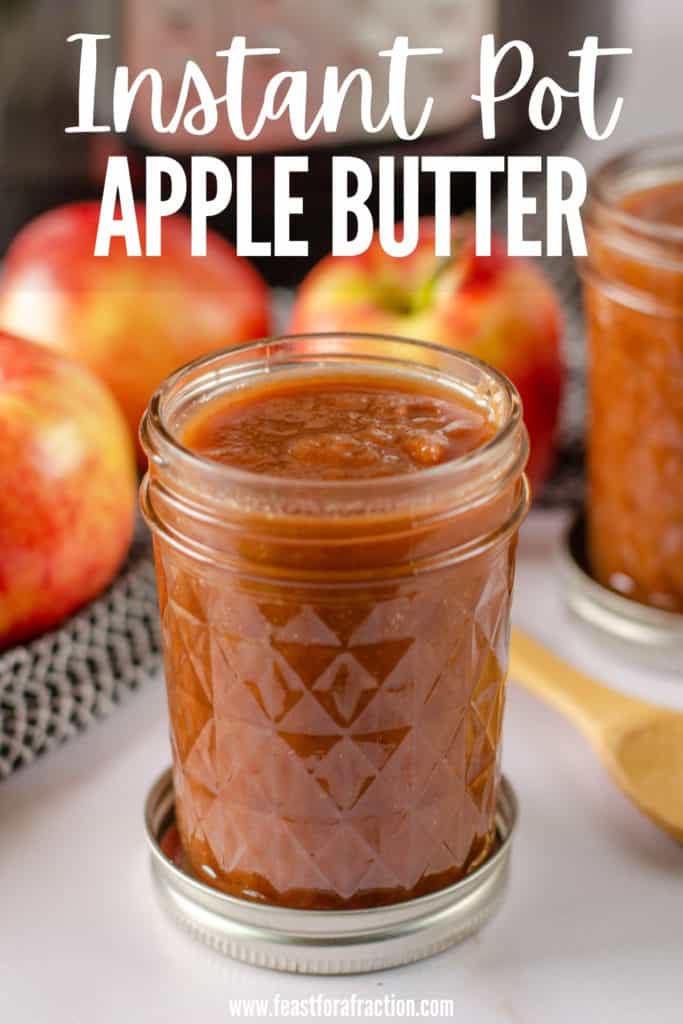 jar of instant pot apple butter with title text