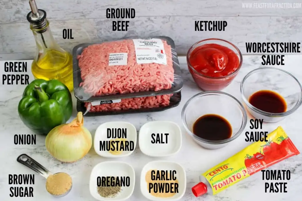 labeled ingredients for sloppy joes