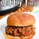 sloppy joes sandwich with title text "Instant Pot Sloppy Joes"