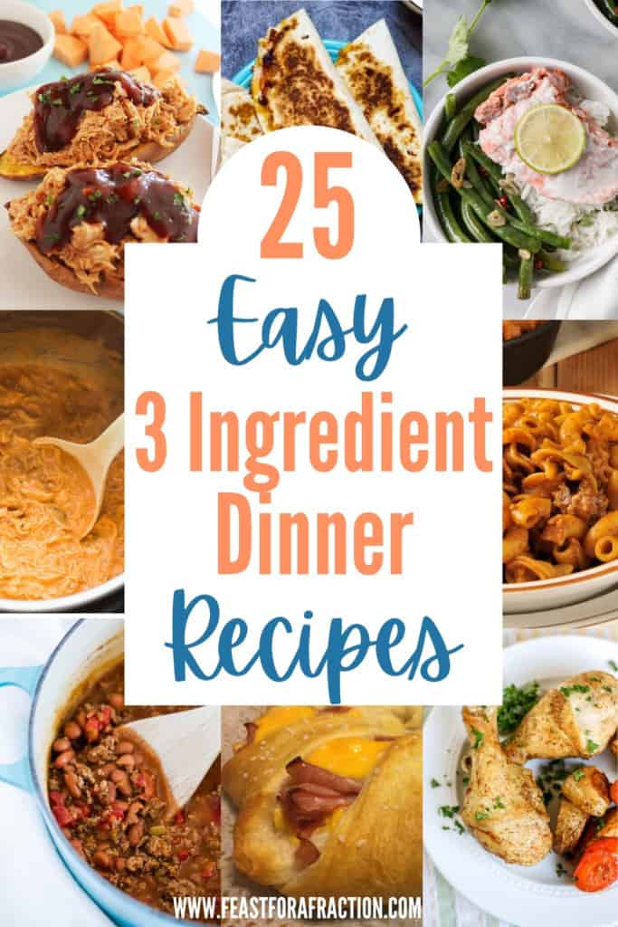 collage of 3 ingredient dinner recipes