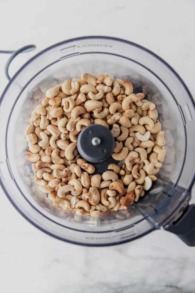roasted whole cashews in food processor