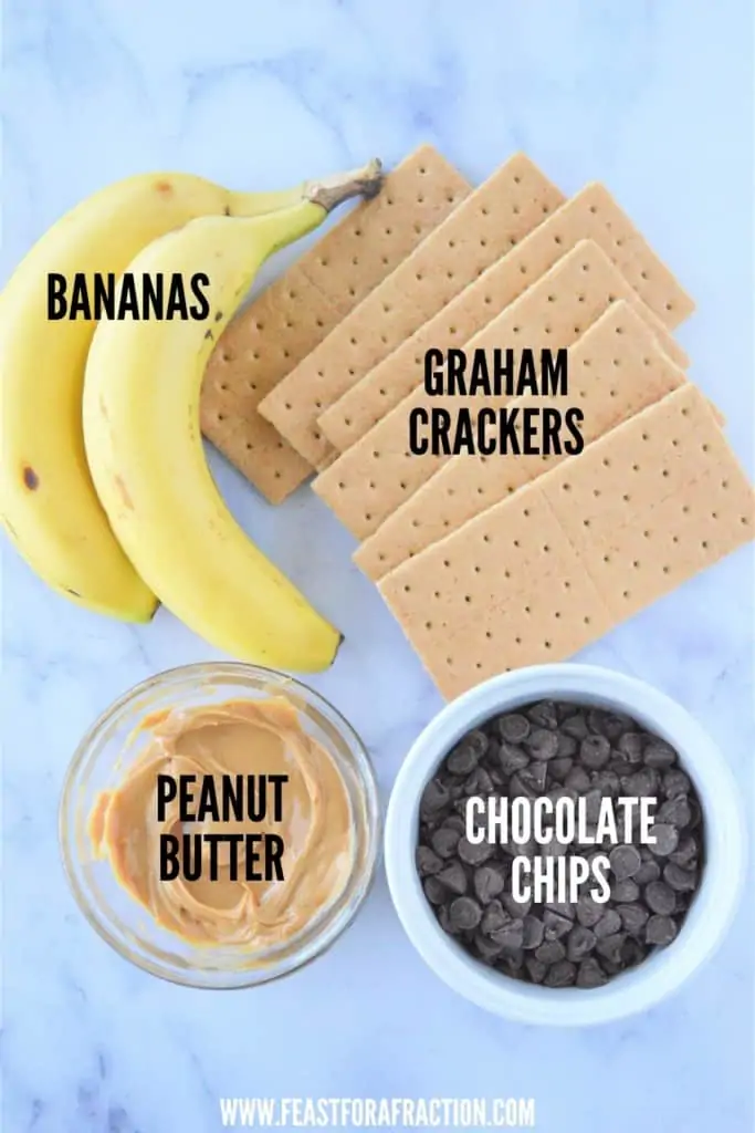 ingredients for chocolate peanut butter banana graham crackers