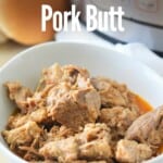 instant pot pork butt pieces in white bowl