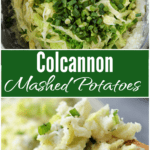 collage of images with colcannon irish mashed potatoes