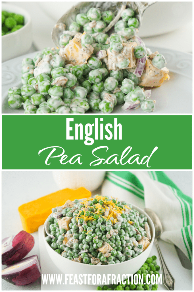 pinterest graphic for english pea salad