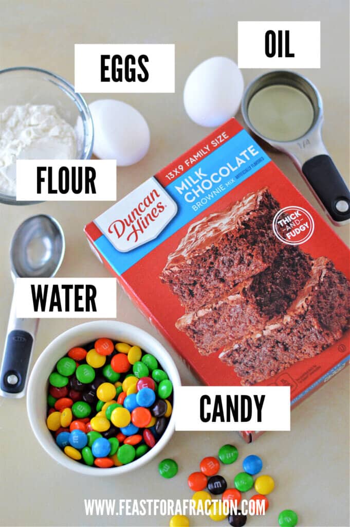ingredients to make brownie mix cookies