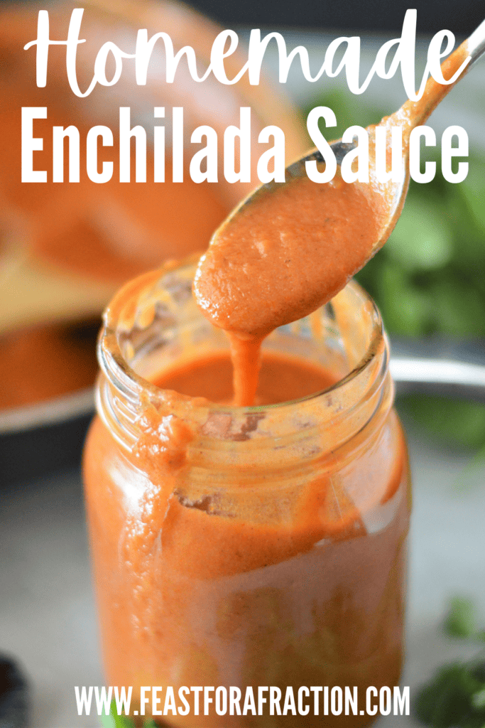 enchilada sauce in jar with spoon