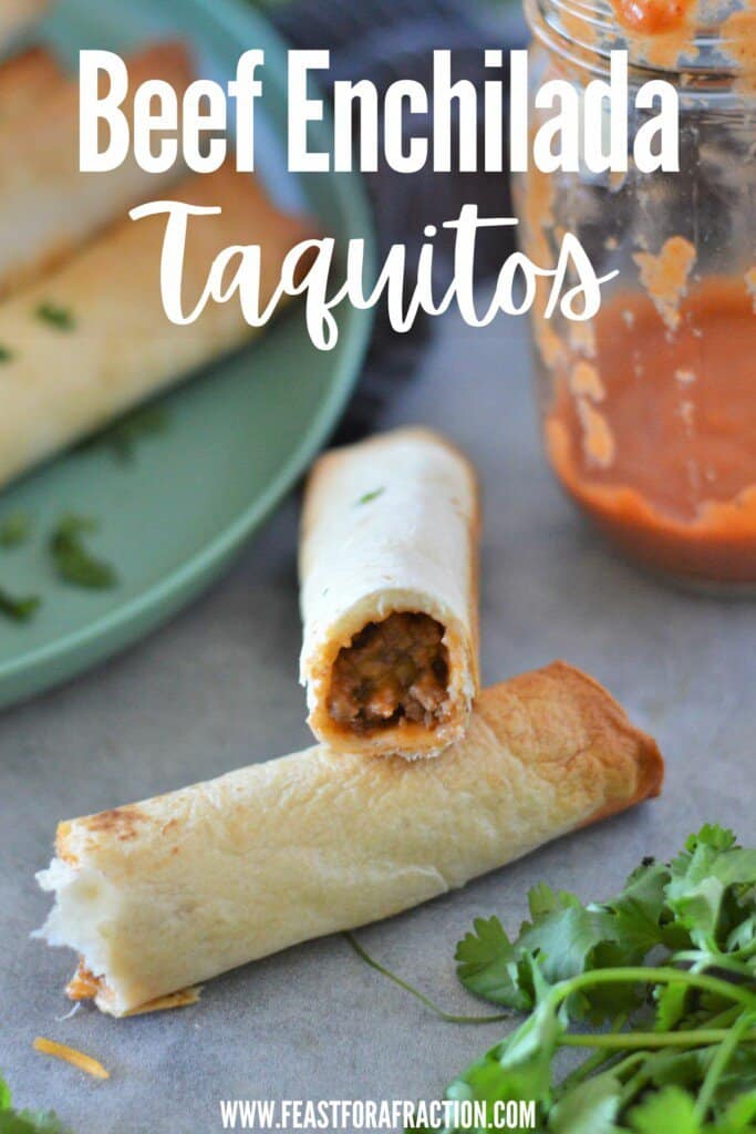 beef enchilada taquitos with bite out