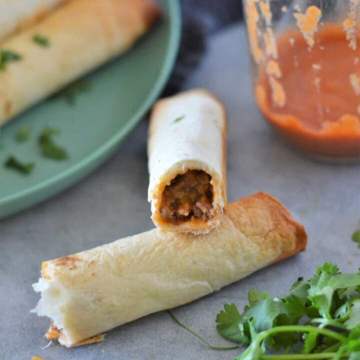 bite out of beef enchilada taquitos