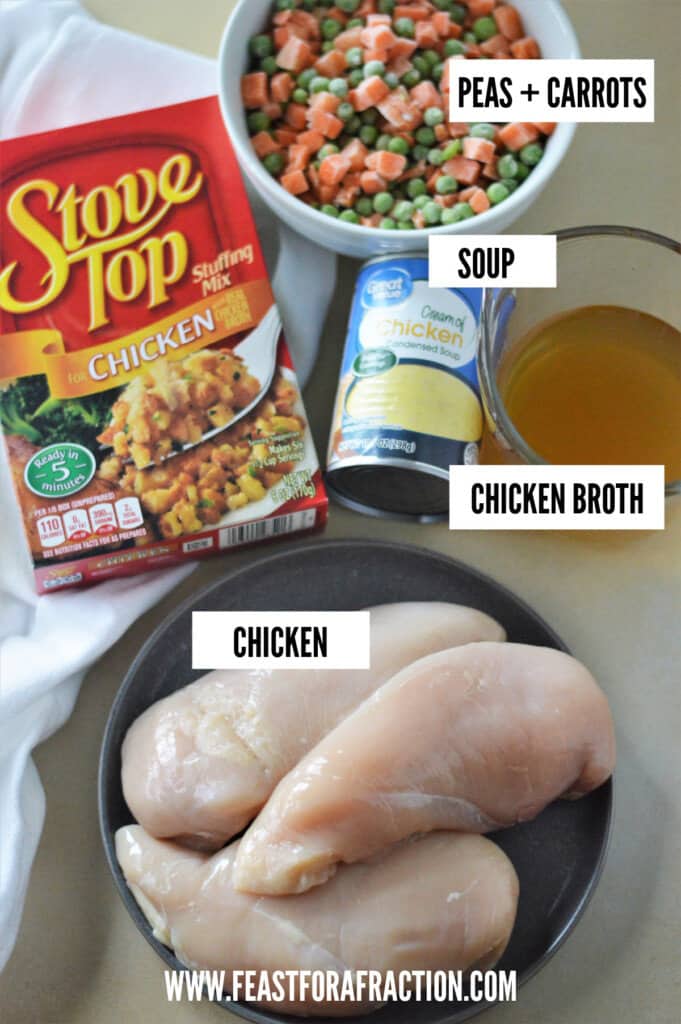 ingredients needed to make crock pot chicken and stuffing