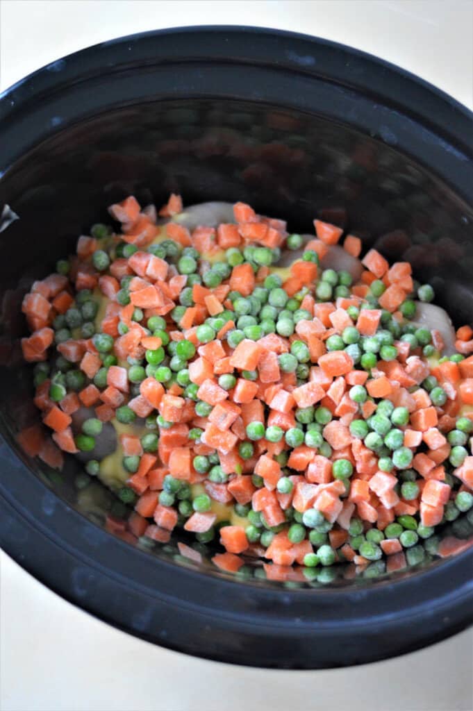 frozen peas and carrots in crock pot for chicken and stuffing