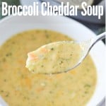 Instant pot broccoli cheddar soup with title text