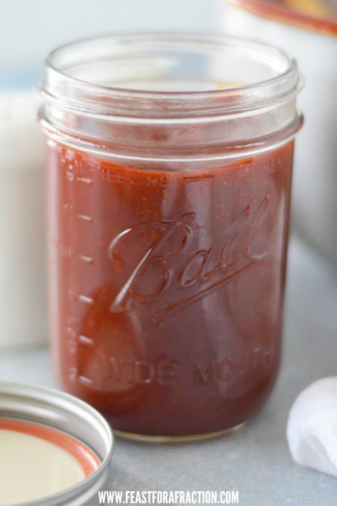 Homemade bbq sauce in a jar.