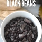 Crockpot black beans in a bowl with title text