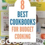 collage of budget cooking cookbook covers with title text